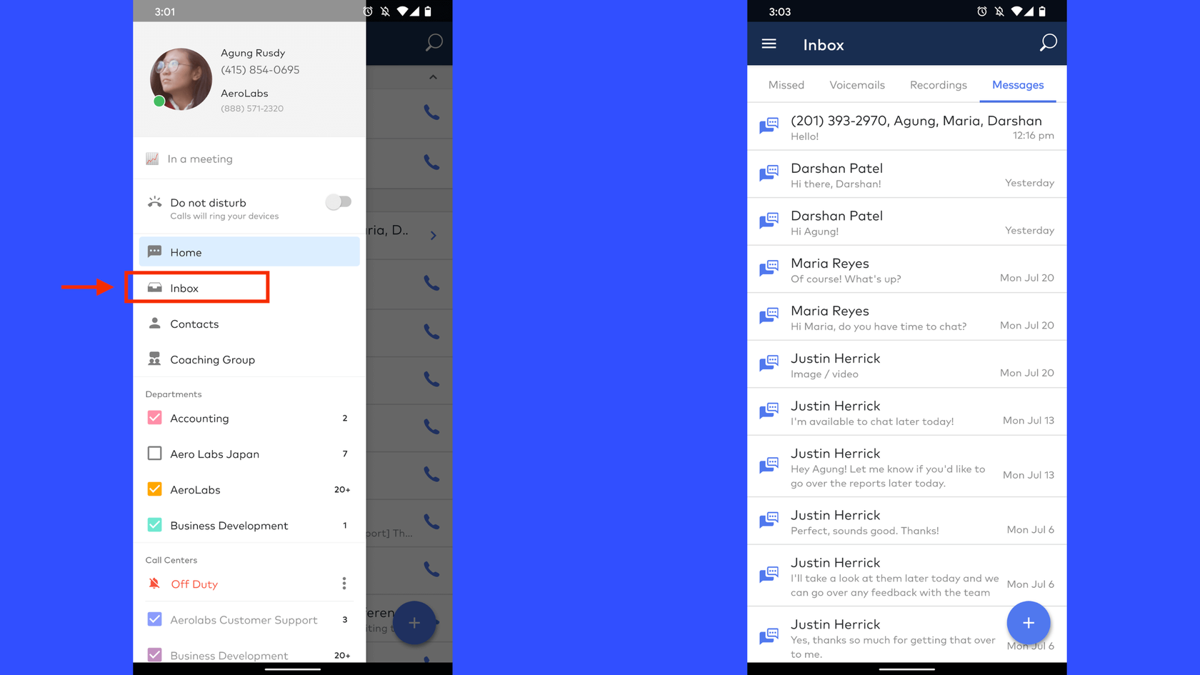 call recordings saved in dialpad android app