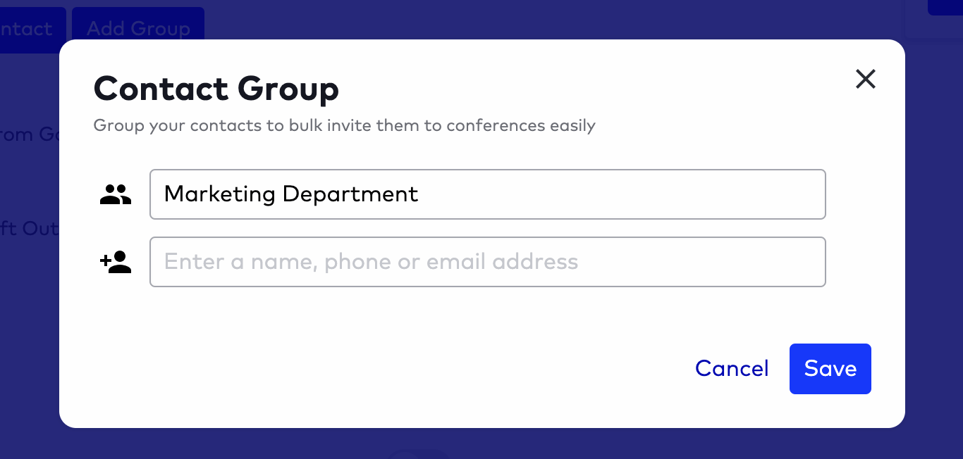 creating a contact group in dialpad