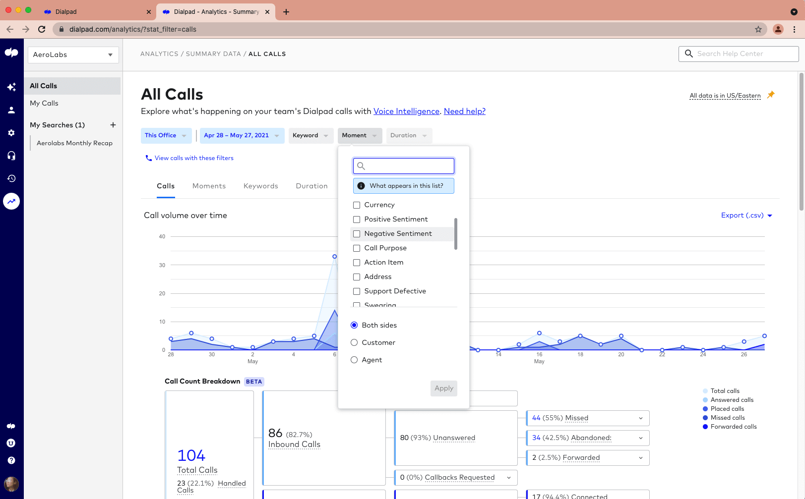 Custom moments conversation analytics