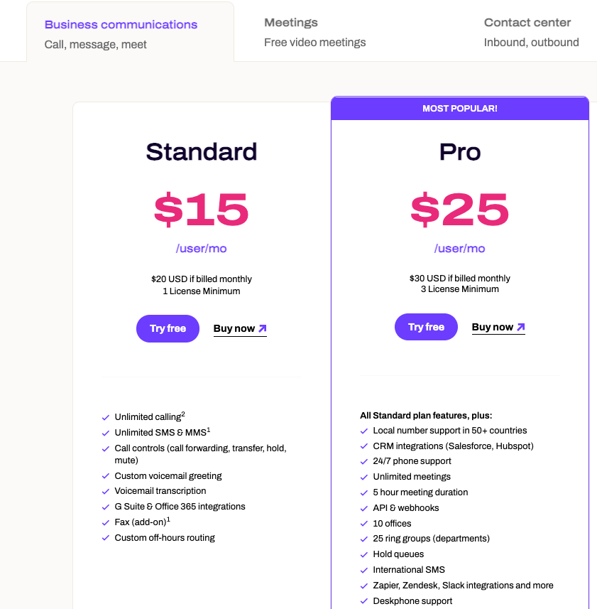 dialpad talk pricing plans