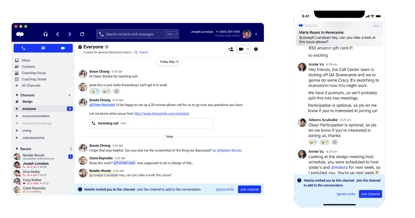 channels in dialpad