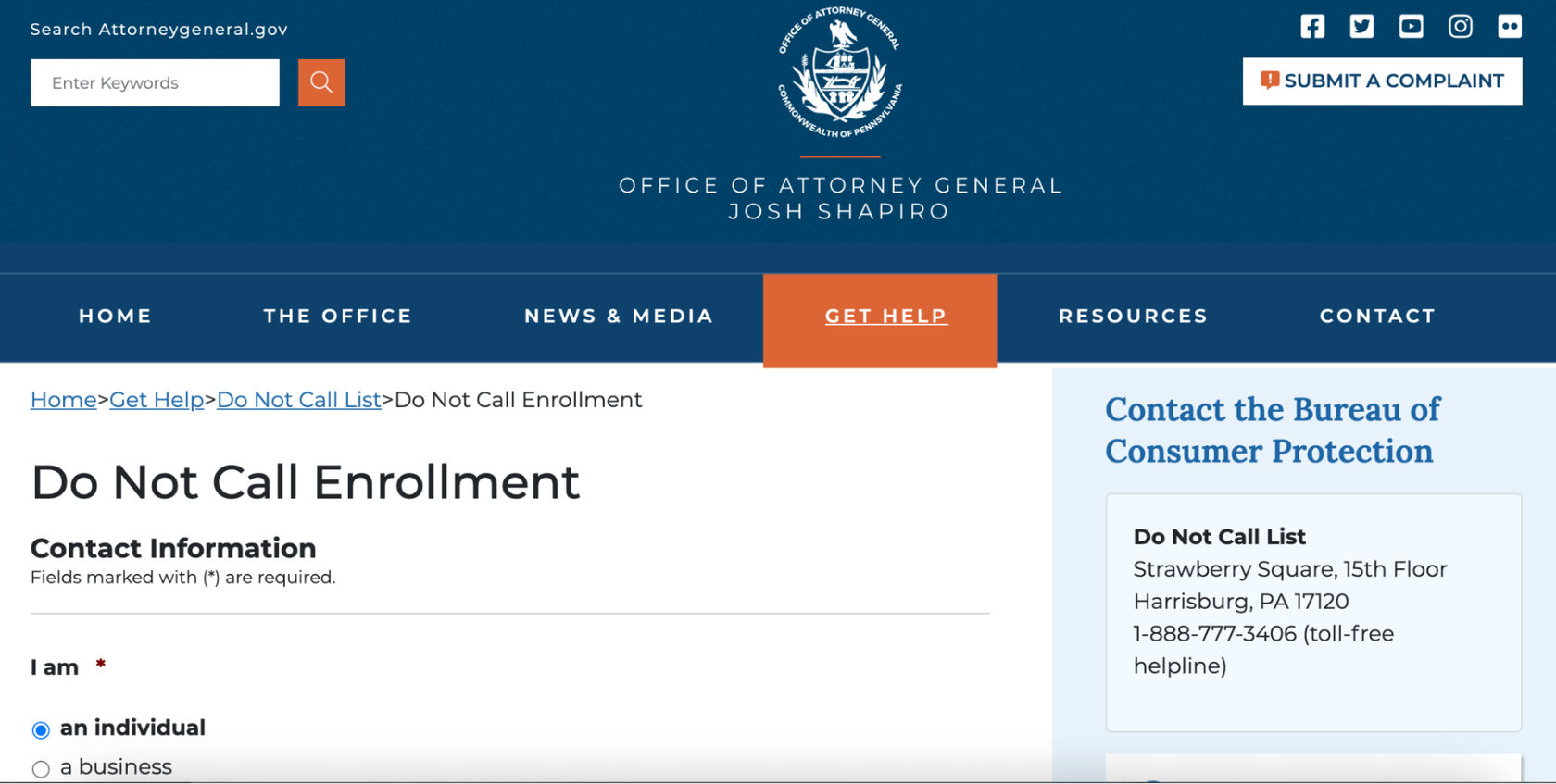 do not call list for pennsylvania