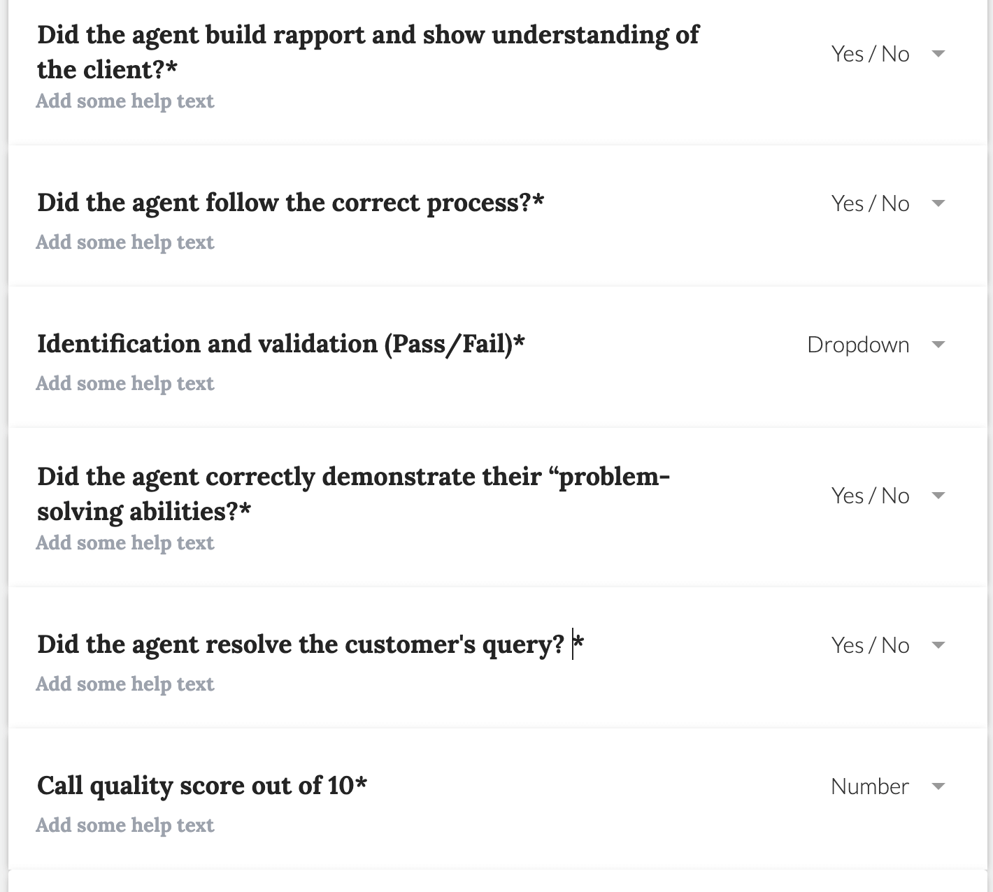 example of qa call monitoring form questions