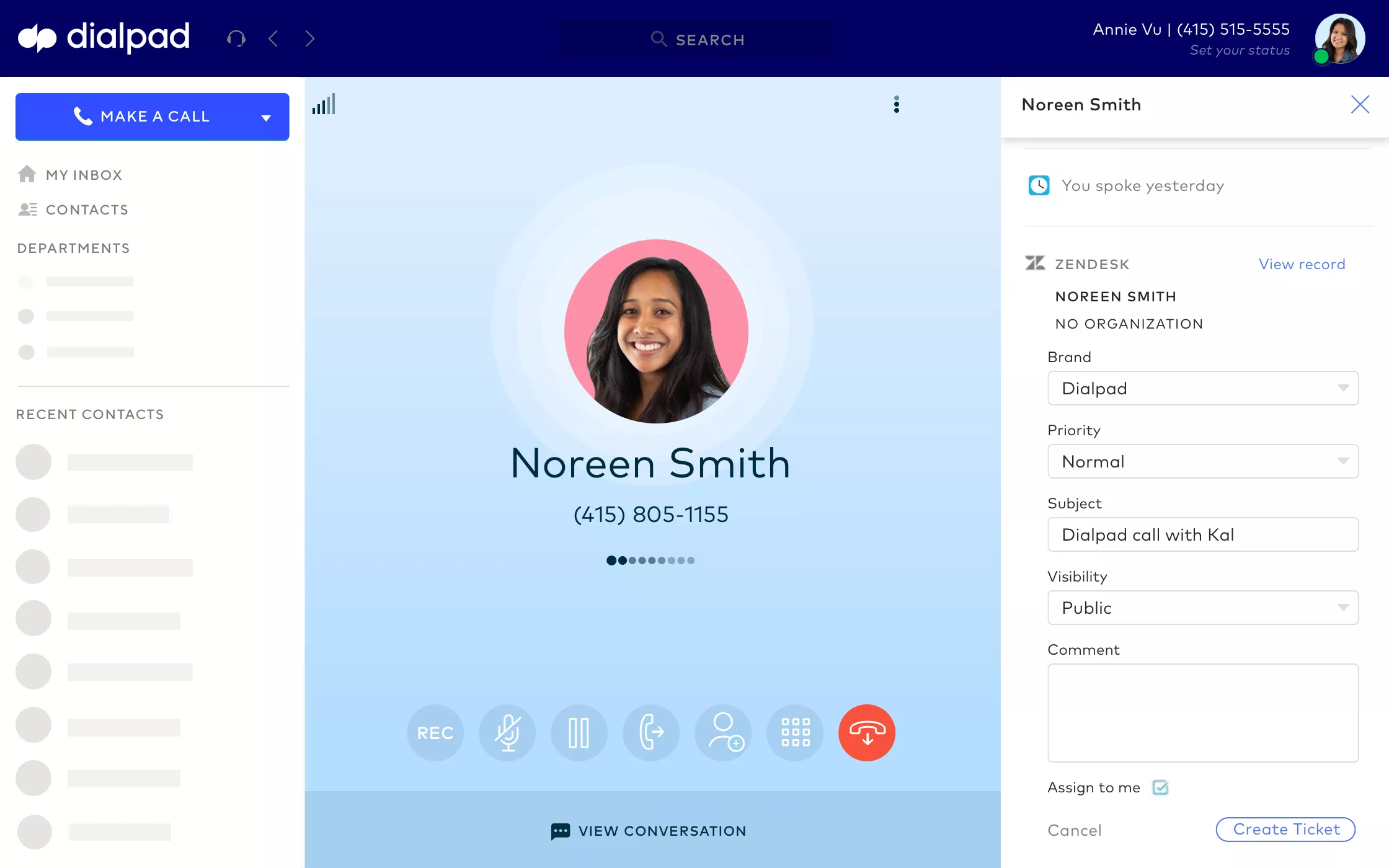 Zendesk in Dialpad 1
