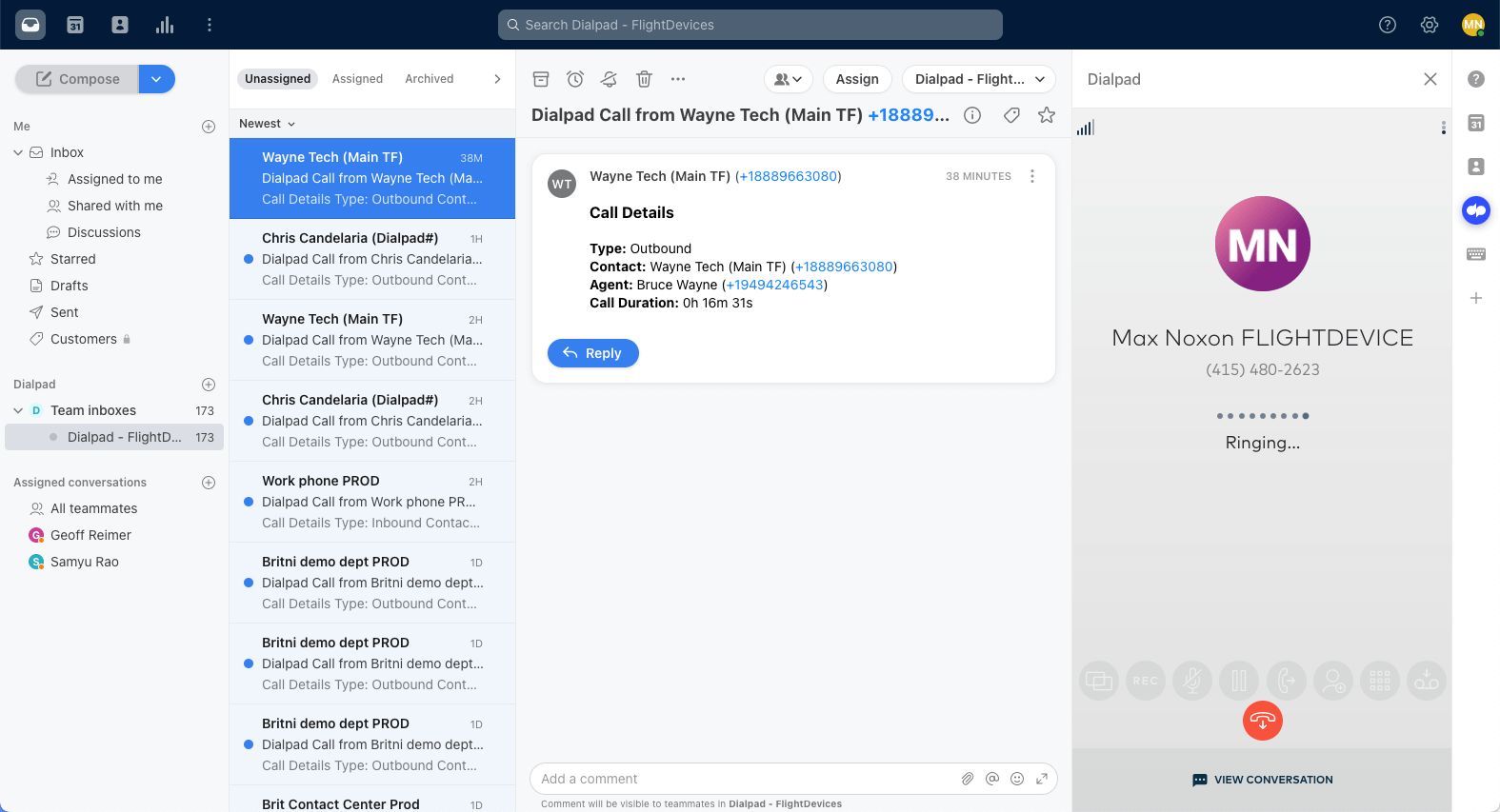 front dialpad integration max's example