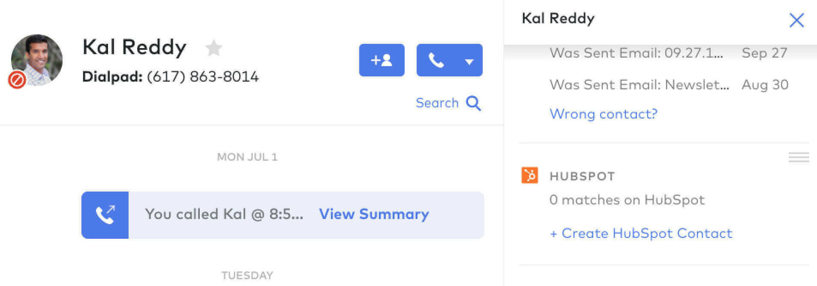 Calling integration for Hubspot