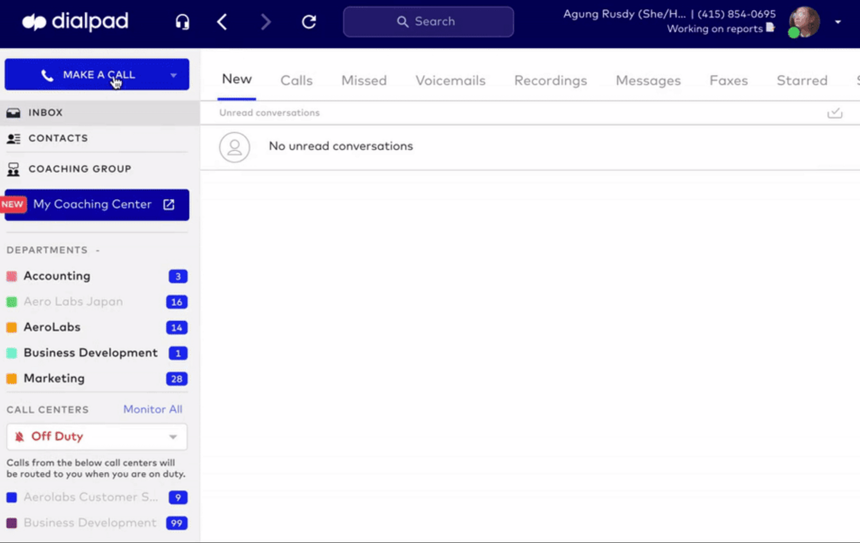 making a call from dialpad softphone