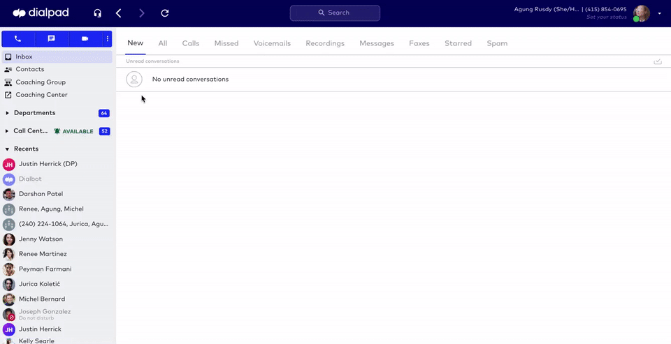 messaging contact center agents in dialpad