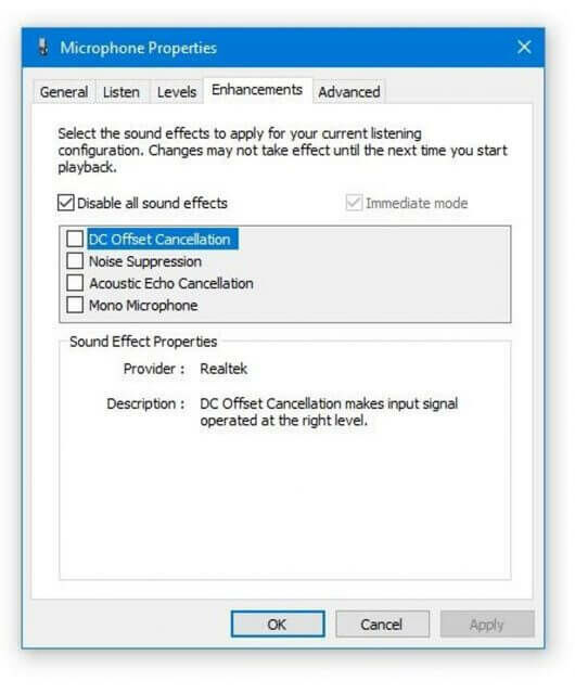 mic settings in windows 10