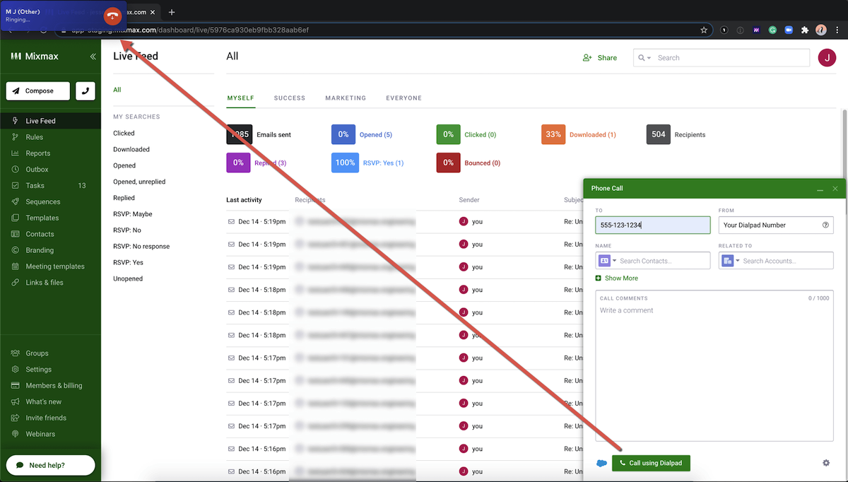 mixmax dialpad integration