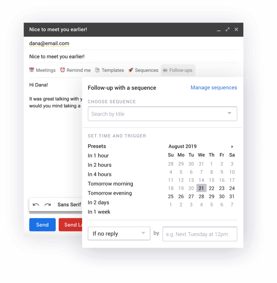 Follow-up sequences directly from Gmail with Mixmax