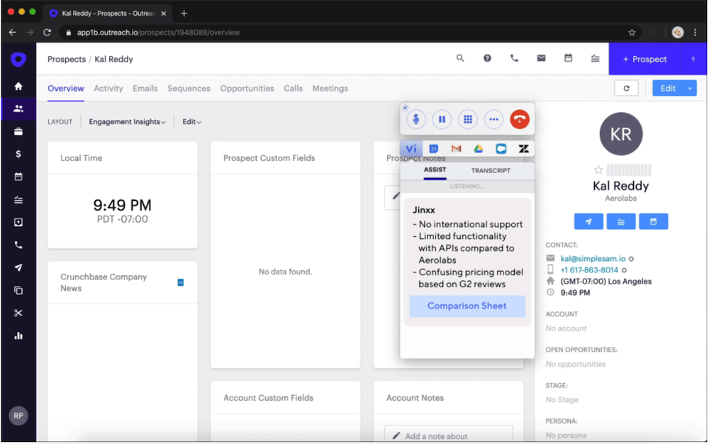 outreach dialpad integration
