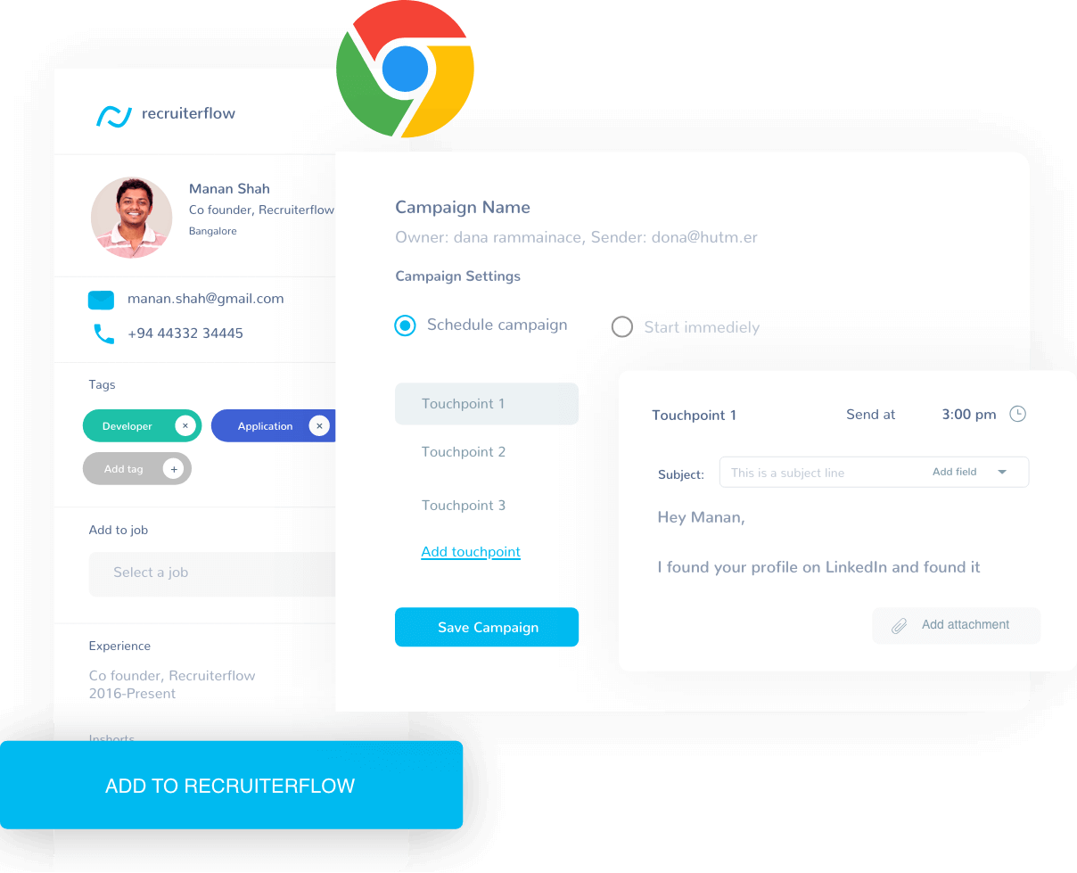 Recruiterflow tool UI