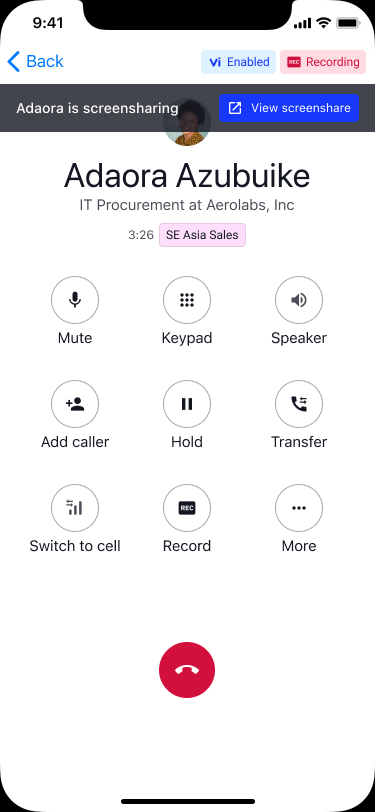 screen sharing on dialpad mobile app