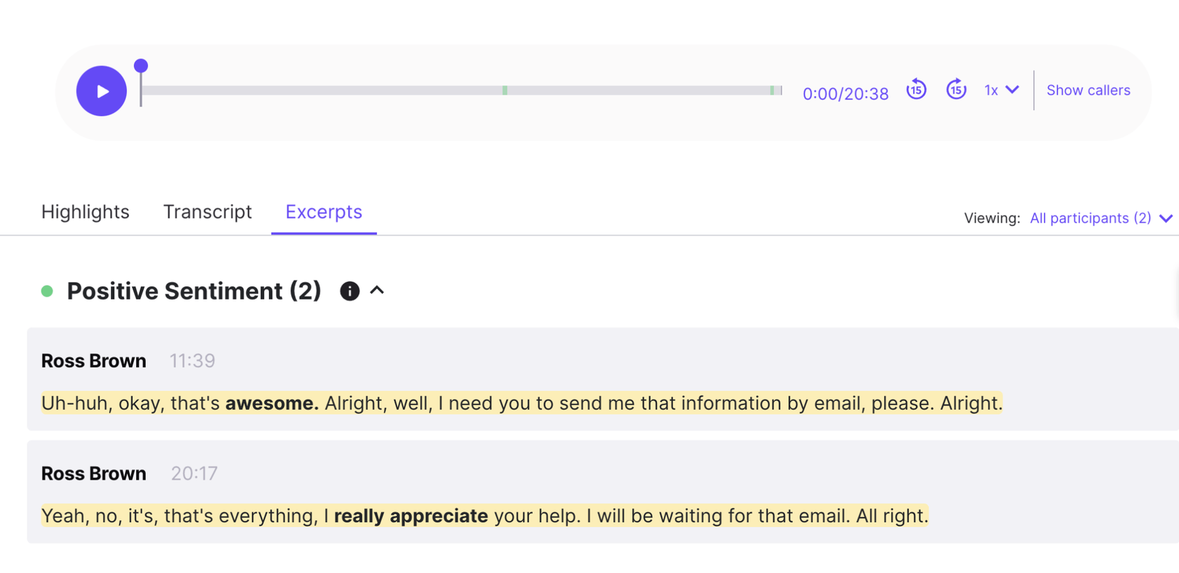 sentiment analysis in dialpad