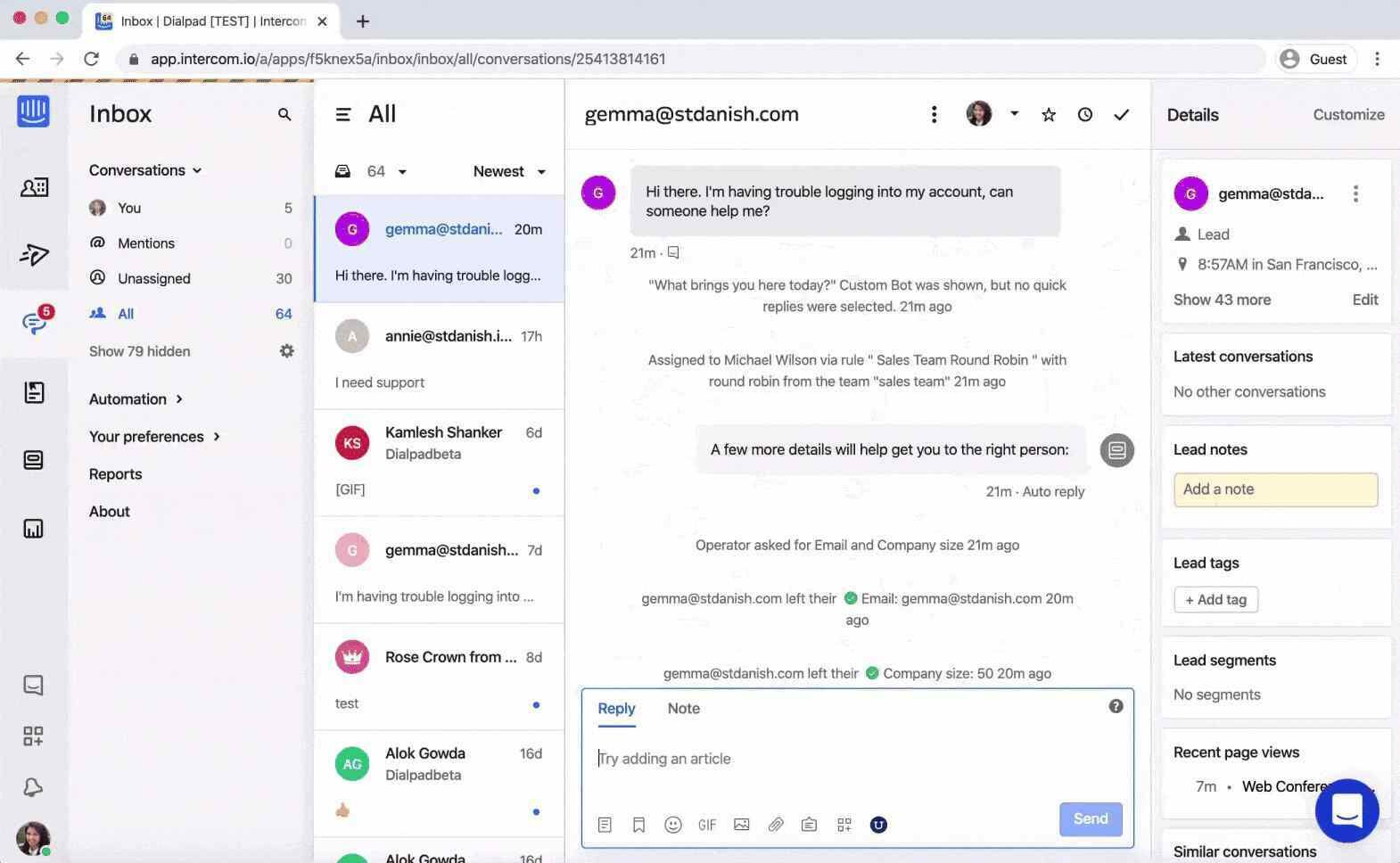 dialpad intercom integration