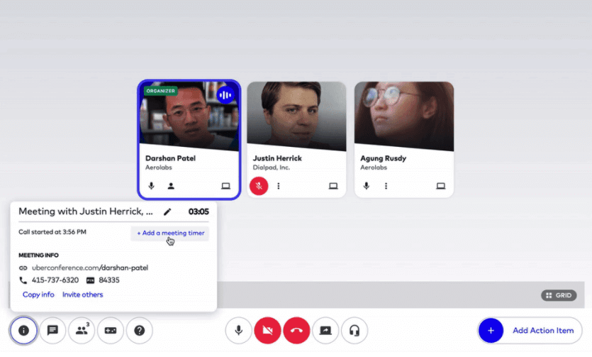 where to add a meeting timer in dialpad