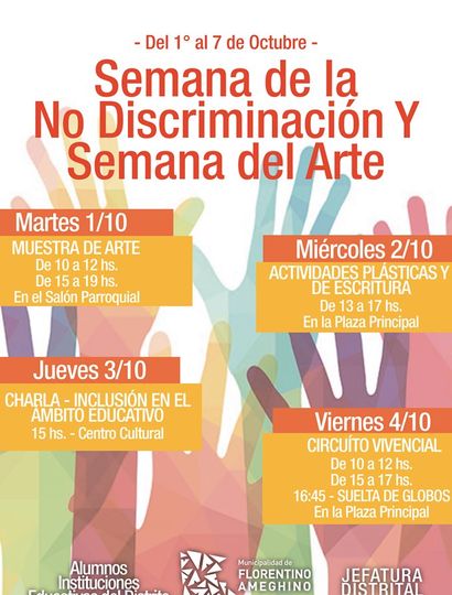 El martes comienza la "Semana de la No Discriminación" y la "Semana del Arte"