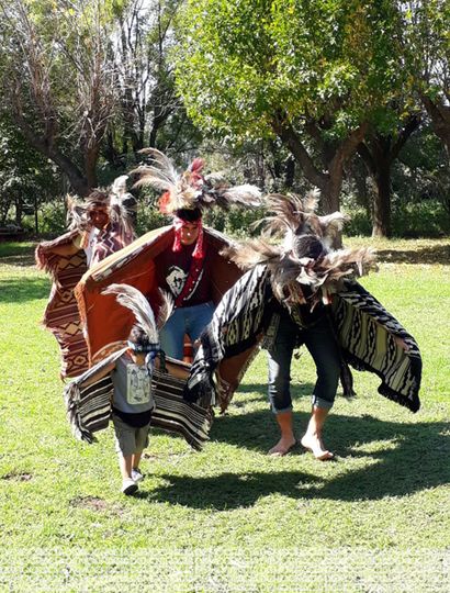 En la danza del avestruz. un ave sagrado mapuche.