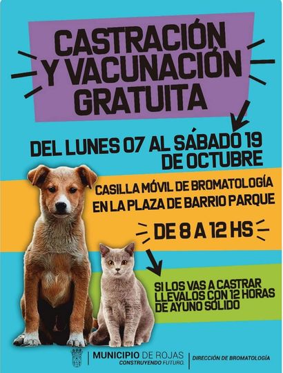 Hasta el sábado 18 habrá campaña de vacunación y castración de animales gratuita