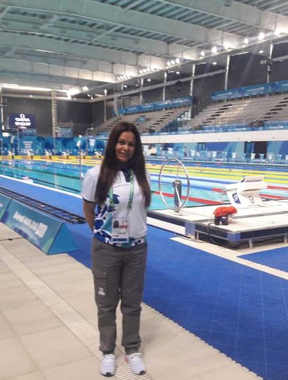 Verónica Larregina, juninense que forma parte del Voluntariado de natación en los Juegos Olímpicos de la Juventud 2018 de Buenos Aires.