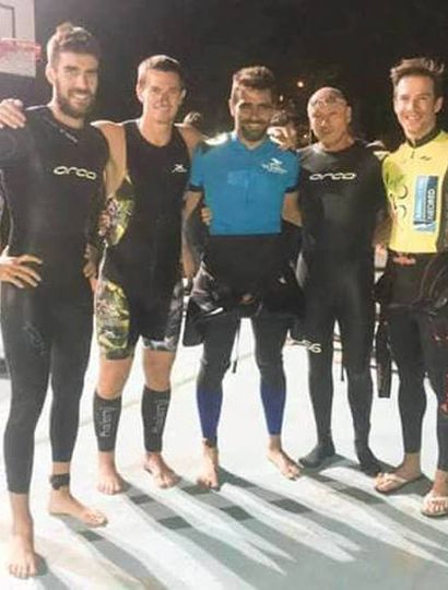 Los cinco triatletas de Junín que participaron del Iron Man en San Pedro.