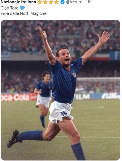 Falleció “Totó” Schillaci, el goleador de uno de los mundiales más emotivos para argentina