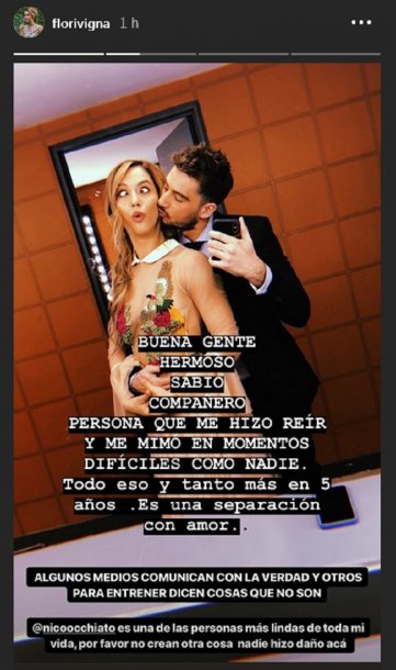 LA SEPARACIÓN DE FLOR VIGNA Y NICOLÁS OCCHIATO AMOR SANO, AMOR