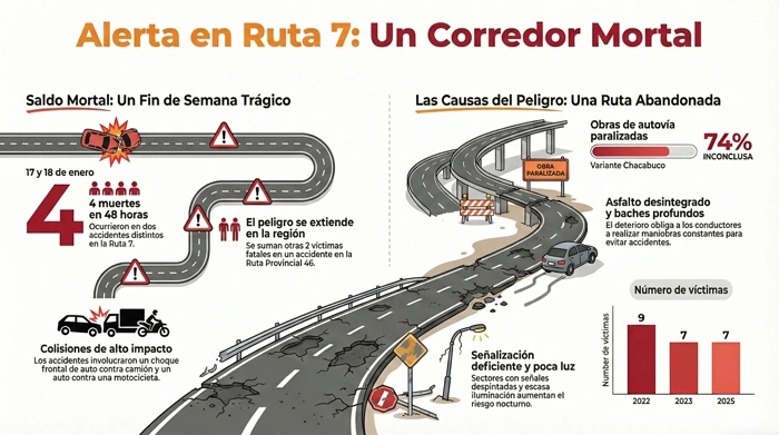 Cuatro fallecidos en la Ruta Nacional 7
