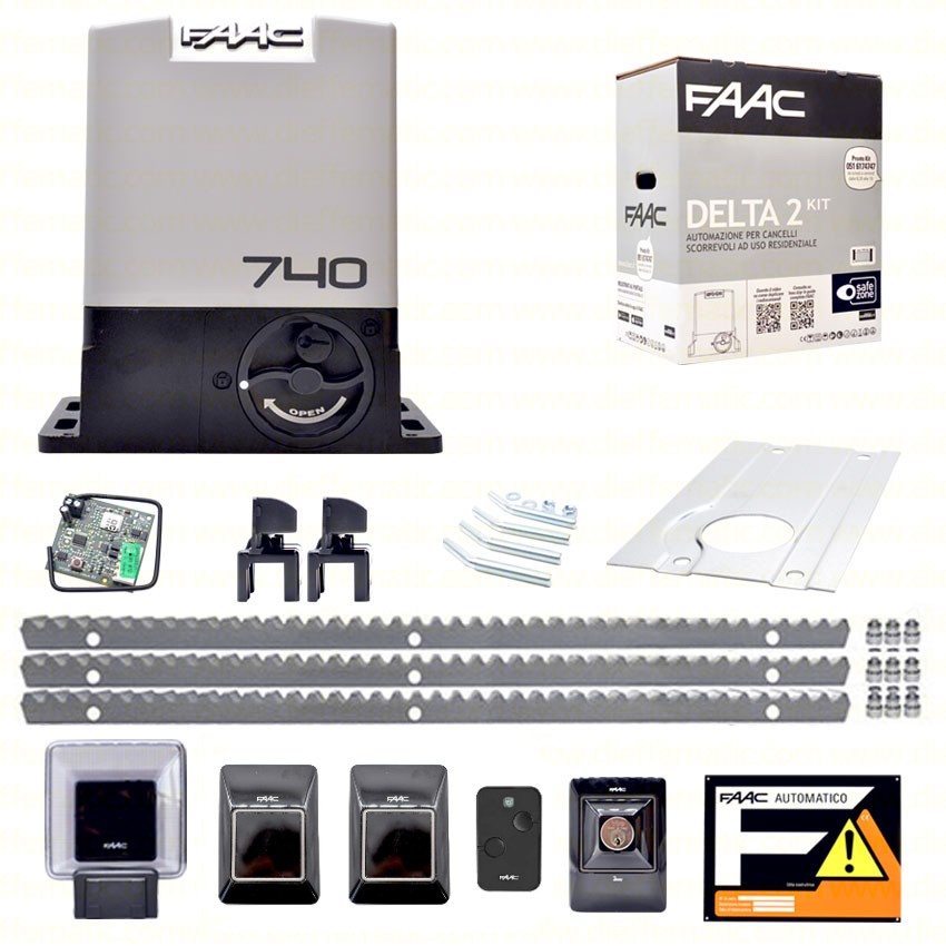 FAAC DELTA 2 740 KIT 3 METRI CREMAGLIERA METALLO AUTOMAZIONE CANCELLO SCORREVOLE