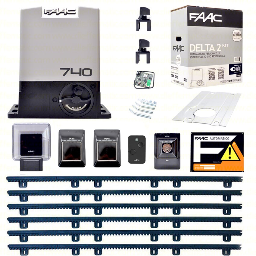 FAAC DELTA 2 740 KIT 6 METRI CREMAGLIERA NYLON AUTOMAZIONE CANCELLO SCORREVOLE