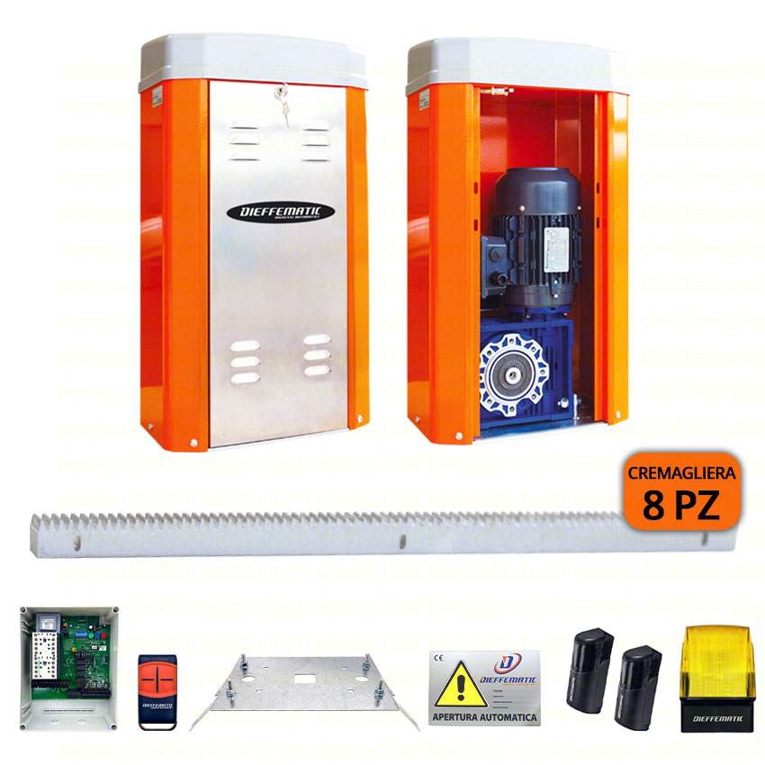 KIT SCORREVOLE GIGA 4000KG 380V TRIFASE CON 8 METRI DI CREMAGLIERA ZINCATA DFM