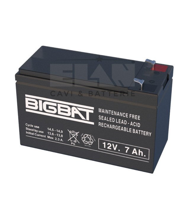 BATTERIA ELAN BIGBAT AL PIOMBO 12V 7Ah 01207 CONFEZIONE 10 PEZZI