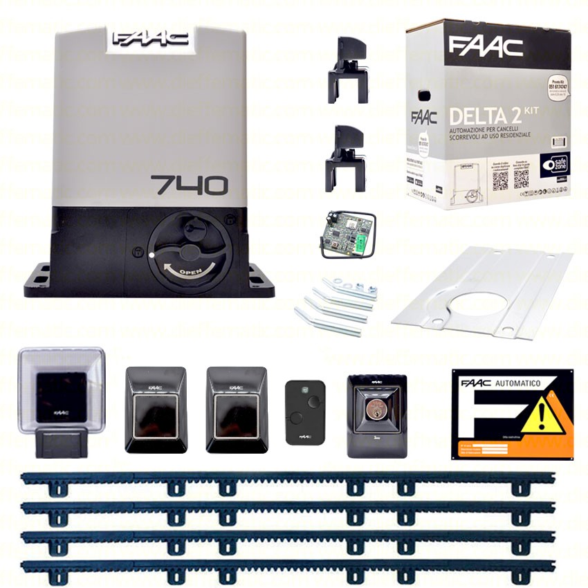 FAAC DELTA 2 KIT + 4MT CREM AUTOMAZIONE PER CANCELLI SCORREVOLI USO RESIDENZIALE