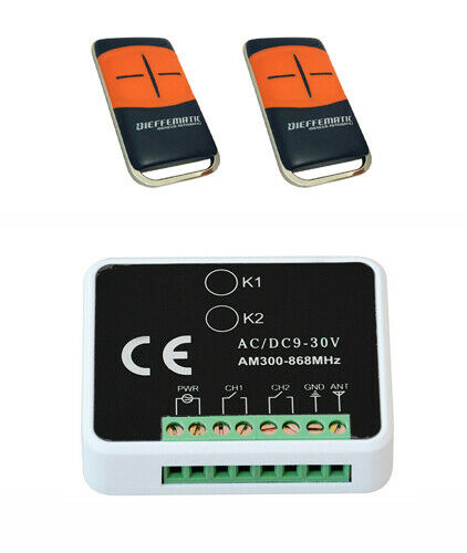 Scheda Ricevente Ricevitore 12V 24V 433 Mhz a 2 Relè Canali con 2 Telecomandi