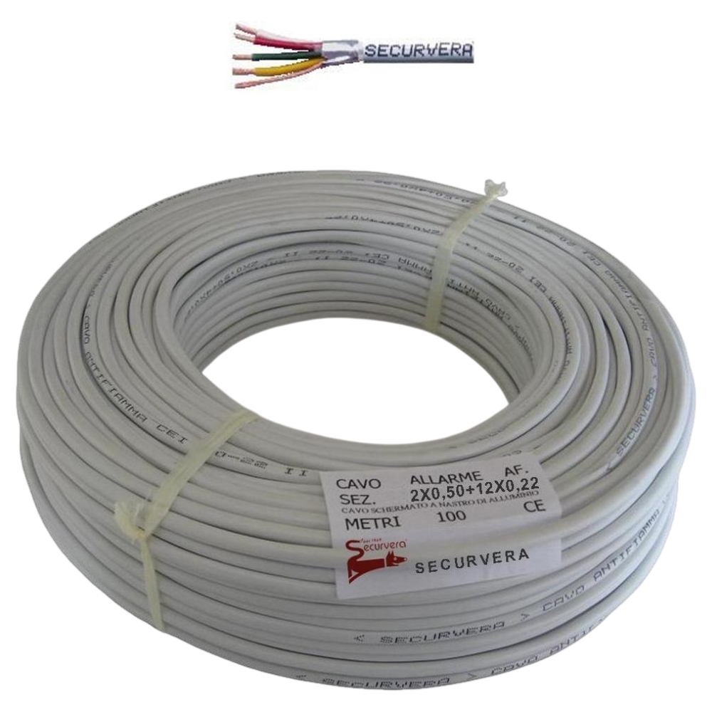CAVO SCHERMATO ANTIFIAMMA 4 X 0,22 SOLO PER ANTIFURTO Securvera SM-CS4CSAFTSB