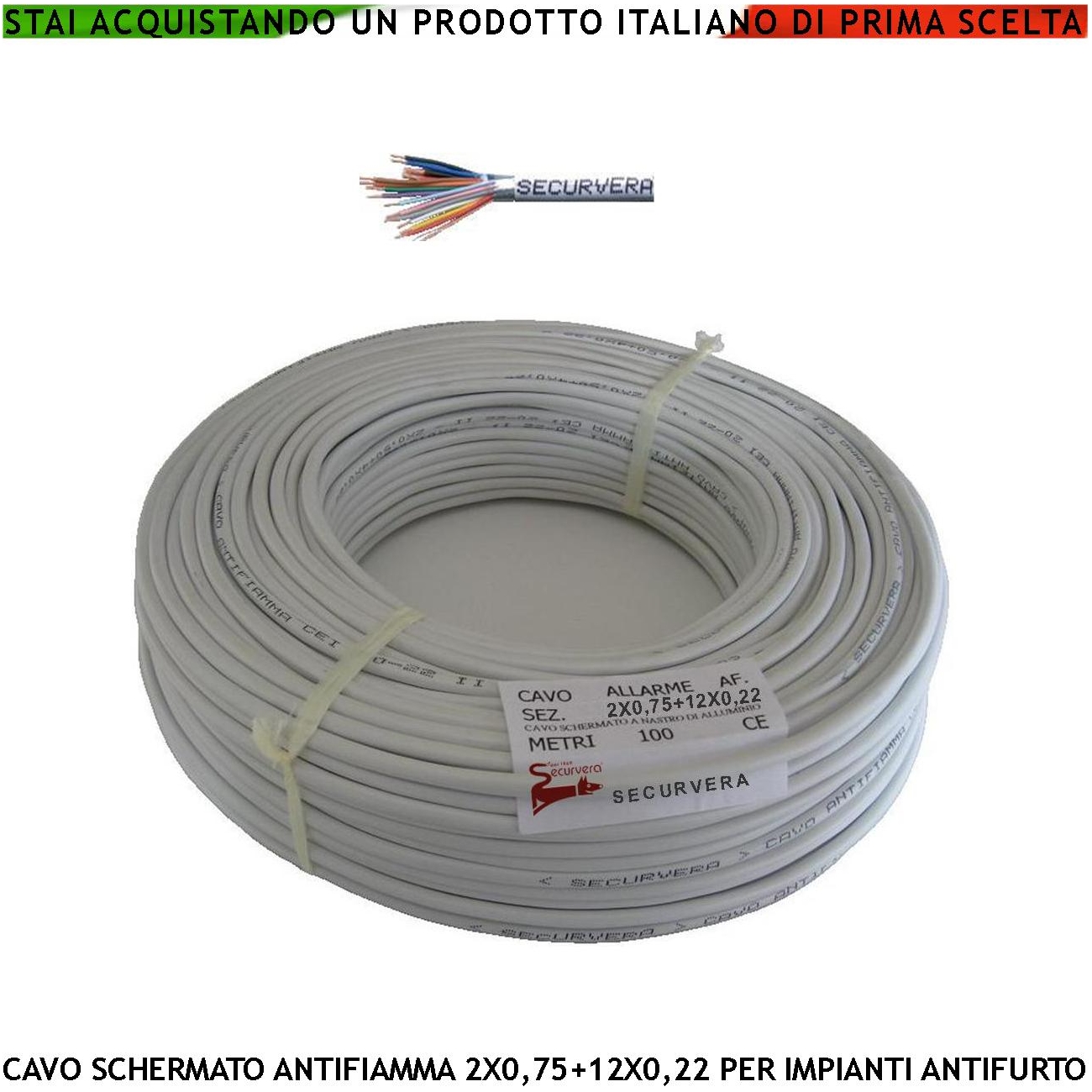 CAVO SCHERMATO ANTIFIAMMA 2X0,75+12X0,22 PER ANTIFURTO Securvera SM-G12CSAFTSA