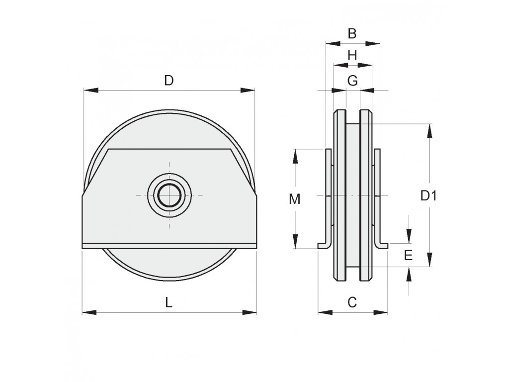 Ruota D.100 A U Piastre A Saldare 2 Cuscinetti Fac 497.100