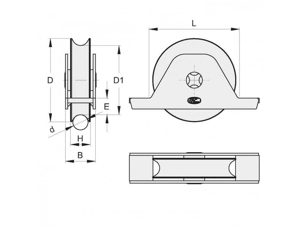 Ruota D.90 Gola Tonda 16 Mm Supporto Interno Fac 107/16