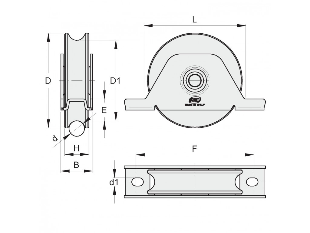 Ruota D.100 Gola D.16 Supporto Interno Stampato 1