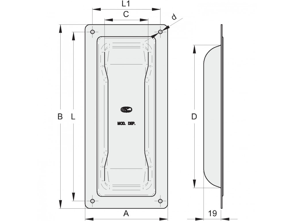 Maniglietta Da Incasso Lamiera Zincata Forata Fac 511/F