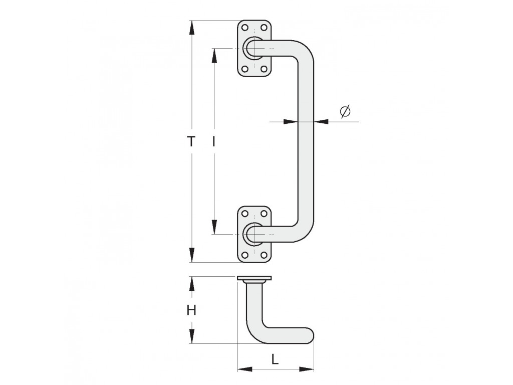 Maniglia Flangiata 4 Curve D.12 L.140 Nera Fac Vb1226.A12.V