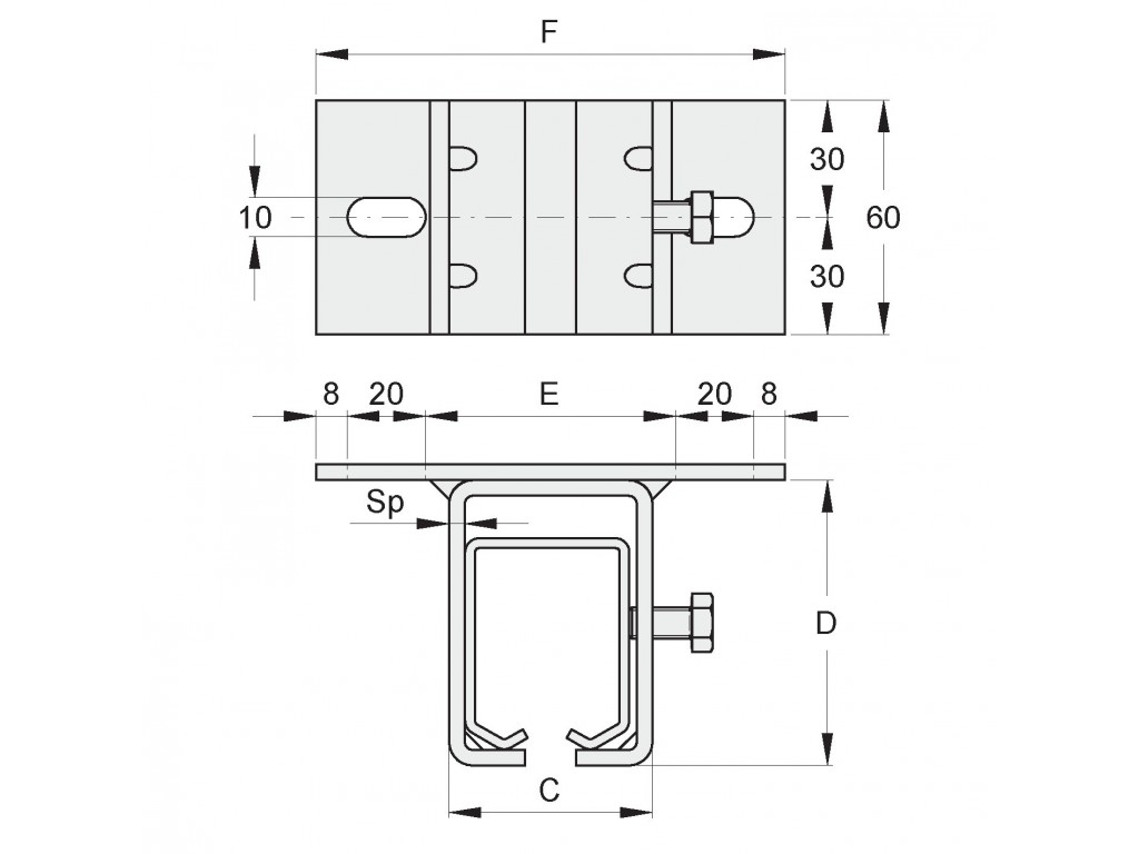 Supporto A Soffitto Per Monorotaia Grande Fac Ss55