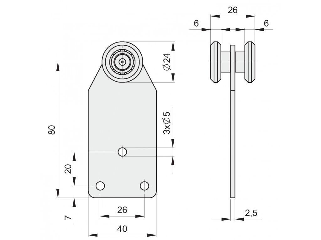 Carrello Zincato 2 Ruote D.24 Mm - Tipo 2 Fac 24.2