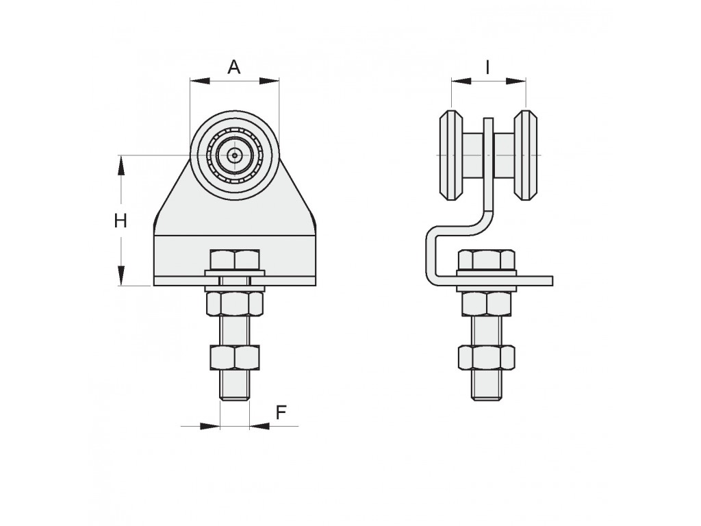 Carrello 2 Ruote D.24 Mm Supporto Stampato - Tipo 4 Fac 2Rs