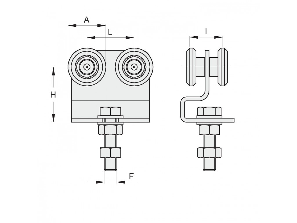 Carrello 4 Ruote D.24 Mm Supporto Stampato - Tipo 5 Fac 4Rs