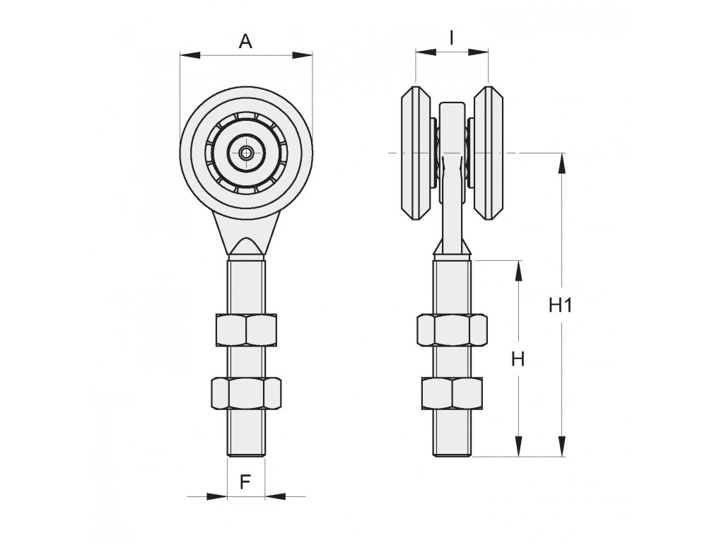 Carrello 2 Ruote Nylon D.24 Mm Supporto Forgiato Fac