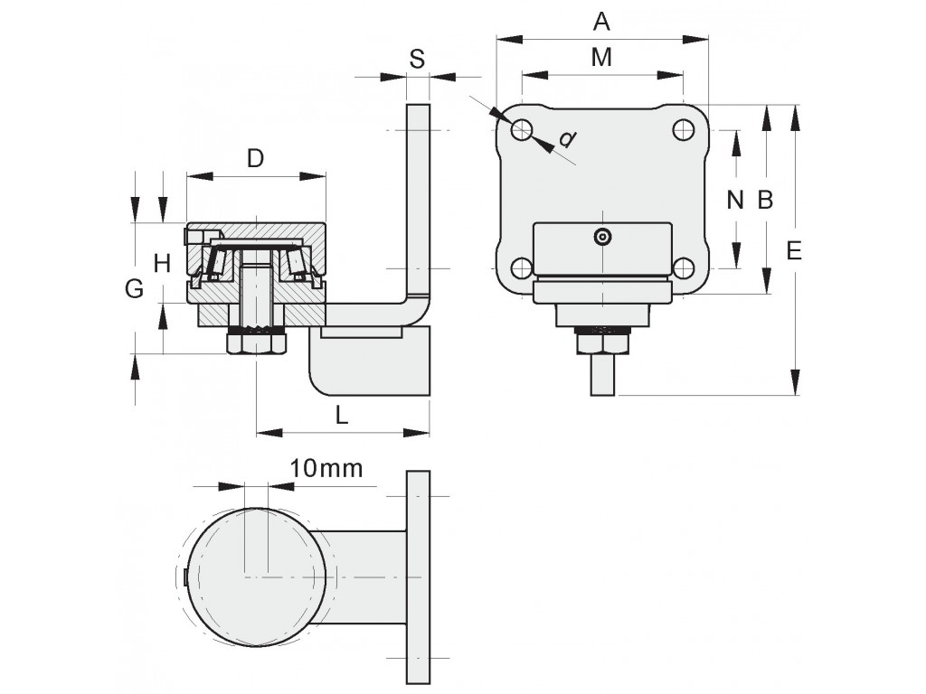 Cardine Inferiore D.60 Con Cuscinetto E Staffa 4 Fori Fac