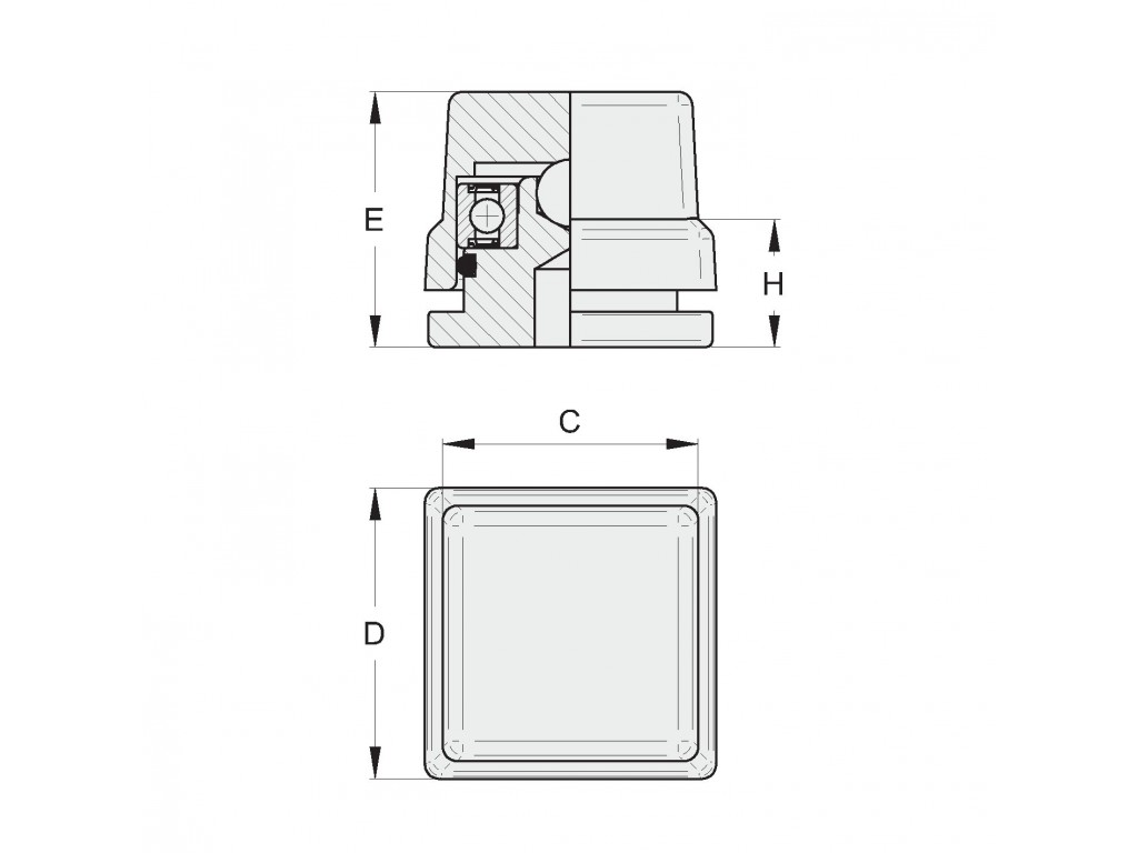 Cardine Inferiore Q.40X40 Con Cuscinetto A Sfera Fac