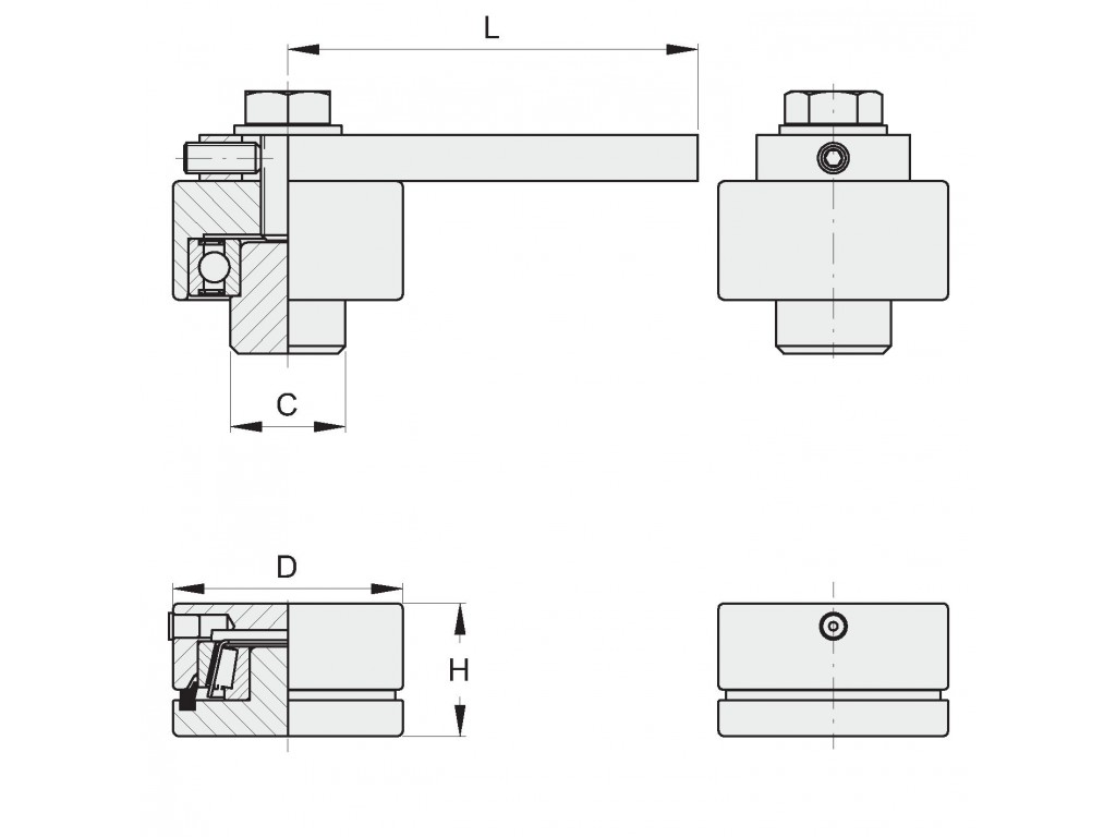 Coppia Cardini Regolabile D.60 Con Cuscinetto Fac